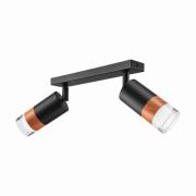 Envostar Fida kattokohdevalo, 2-lamppuinen, musta