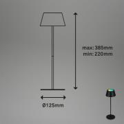 Kiki LED ladattava pöytävalaisin, musta, IP44, 3000 K, RGBW