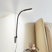 Lindby LED-lukuvalaisin Flexola, musta, kulmikas, pistotulppa