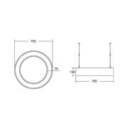 BRUMBERG Biro Circle Ring ylös/alas Ø 75cm 75W on/off valkoinen 830