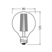 OSRAM LED Vintage 1906, G80, E27, 5,8 W, kultainen, 2200 K, himmeä.