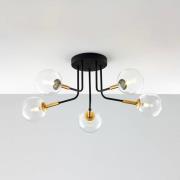 Kattovalaisin Burano, 5-lamppuinen, musta, lasi, korkeus 31 cm, G9