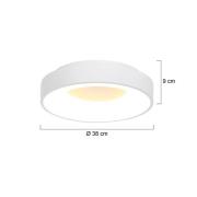 Ringlede LED-kattovalaisin, 2700 K, Ø 38 cm, valkoinen, metallia