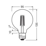 OSRAM LED-lamppu Globe G95 E27 3.8W hehkulanka 2,700K