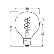 OSRAM LED Vintage G80 E27 7,2W 927 kierre hehkulanka kirkas himmeä