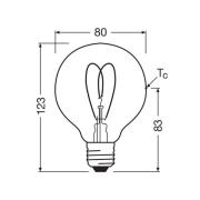 OSRAM LED Vintage G80 E27 8W 922 sydän hehkulamppu kultainen himmeä