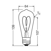 OSRAM LED Vintage ST64 E27 4,9W 922 sydän hehkulanka kultainen himmeä