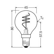 OSRAM LED Vintage P40 E14 4,9W 922 Spiral Filament kultainen himmennet...