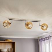 Kattovalaisin Paz  kromi puusäleinen pallo, 3-lamppuinen.