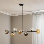 Riippuvalaisin Glassy, 8-lamppuinen, musta, grafiitti/keltainen/kirkas