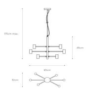 Riippuvalo Leanne, musta, 6-lamppuinen