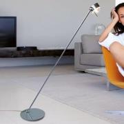 LED-lattiavalaisin Puk Floor Mini Single kromi matta