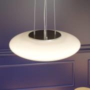 Lindby LED-riippuvalaisin Gunda, valkoinen, lasi, Ø 47cm