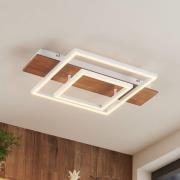 Lucande LED-kattovalaisin Chariska, 60 cm, valkoinen, puu, CCT