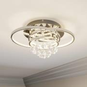 Lucande LED-kattovalaisin Keely, krominvärinen, kristalli, 45cm
