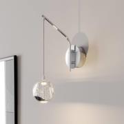 Lucande LED-seinävalaisin Hayley, krominvärinen, lasi, korkeus 34 cm