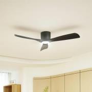 Lucande Smart LED-kattotuuletin Moneno, musta, DC, Tuya