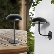 Arcchio LED ladattava pöytävalaisin Thenra, musta, seinäkiinnike