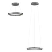 PURE LED-riippuvalaisin E-Loop, harmaa, Ø 70 cm, alumiini, CCT-lamppu