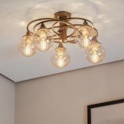 Binah kattovalaisin meripihka/antiikkikulta 5-valo Ø 60 cm lasi/metall...