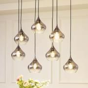 Lucande Jarven-riippuvalaisin, 7-lamppuinen, musta, lasi