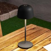 Lindby LED-akku-pöytävalaisin Arietty, musta, himmennettävä, IP65