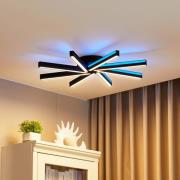 Lucande Smart LED-kattovalaisin Tjado, Ø70 cm, musta, RGBW
