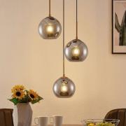 Lindby riippuvalaisin Jurian, 32 cm, 3-valo, pronssi, savu, lasi