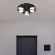 Belinda LED-kattovalaisin, Ø 38 cm, savunharmaa, 3-lamppuinen, lasi