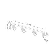 Carbon-kattovalaisin, valkoinen, pituus 81 cm, alumiini, 4-valo.