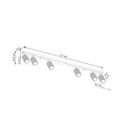 Kattovalaisin carbon, kullanvärinen, pituus 117 cm, alumiini, 6 valoa.