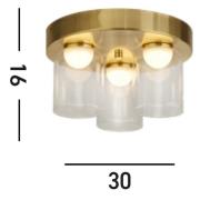 LED-kattovalaisin Highball, messinginvärinen, IP44, lasi