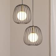 Riippuvalaisin Bell, 2-lamppuinen, musta/kulta/valkoinen