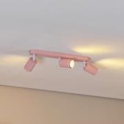 Kattokohdevalo Livia, vaaleanpunainen, 52 cm, 3-lamppuinen, metalli, G...