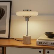 Lindby pöytävalaisin Branford, retro, beige, metalli/travertiini