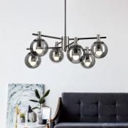 Kattovalaisin Lilou, Ø 53 cm, savuharmaa, lasi/metalli, 6-lamppuinen.