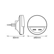 OSRAM LED-pistorasian yövalo LUNETTA USB, valkoinen, Ø 9 cm