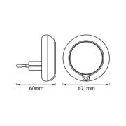 OSRAM LED-pistorasian yövalo LUNETTA ROUND, valkoinen, Ø 7 cm