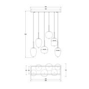 Riippuvalaisin Blacky, musta/savunharmaa, pituus 80 cm, 6 valoa.