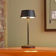 LED-akku-pöytälamppu Facetta, musta, 22 cm, metalli CCT IP44