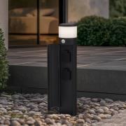 Lucande Corban polarilamppu, harmaa, anturi, pistorasiat, IP44