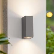 Lucande ulkoseinävalaisin Xava, ylös/alas, harmaa, 2-valo, GU10