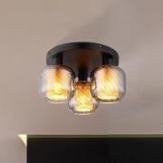 Kattovalaisin Xia, Ø 37 cm, savunharmaa, 3-lamppuinen, lasi