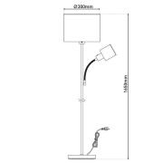 Filomena-maavalaisin, ruskea/hopea, tekstiili, lukuvarsi, E27, E14