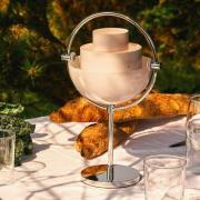 Gubi Akku-pöytävalaisin-Multi-Lite, kromi/lila, korkeus 30 cm