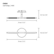 UMAGE LED-seinävalaisin Omni, messinkivärinen, leveys 54 cm, 2-lamppui...