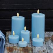 LED-lämpökynttilä Sille, sininen, vaha, 2 kpl, paristokäyttöinen