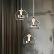 LED-riippuvalo Flynt, Ø 42 cm, kromivärinen, metalli CCT 3-lamppuinen