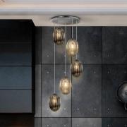 Ovila-riippuvalaisin, 5-lamppuinen, savunharmaa/konjakki, metalli, las...