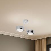 Kattovalaisin Mado, teräs kromivärinen, lasi opaali, 2-lamppuinen